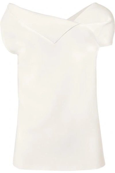 Roland Mouret Raywell Asymmetric Wool-crepe Top In White