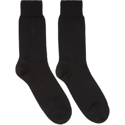 Alexander Mcqueen Logo Embroidered Socks In 1000 Black