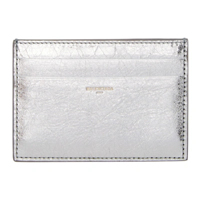 Balenciaga Bazar Leather Cardholder In 1414 Silver