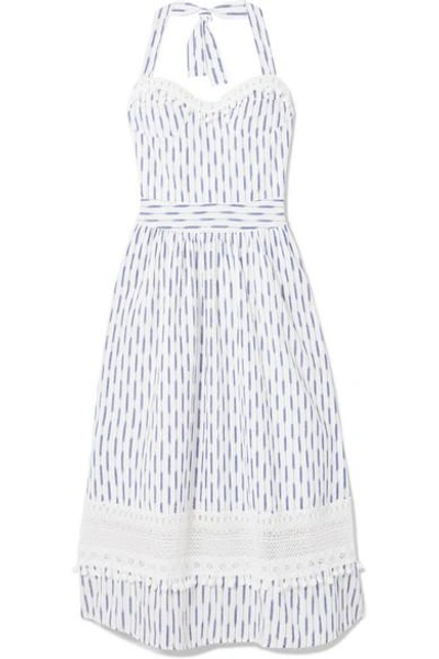 Place Nationale Marseille Crochet-lace And Ikat-cotton Halterneck Dress In White