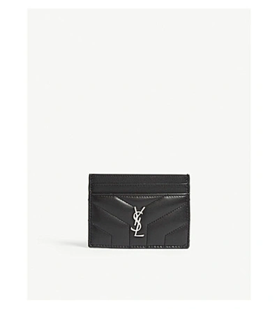 Saint Laurent Monogram Loulou Leather Card Holder In Black/silver