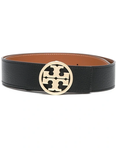 Tory Burch Reversible Branded Leather Belt In Nero