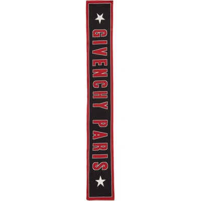 Givenchy Black & Red Paris Logo Scarf In 009