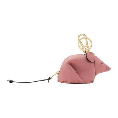 Loewe Pink Mouse Charm Keychain In 3900 Candy