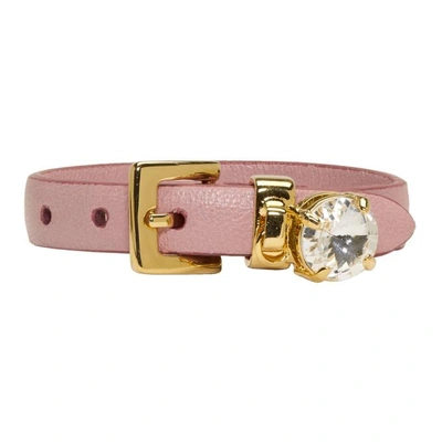 Miu Miu Pink Rhinestone Charm Bracelet In F0028 Pink