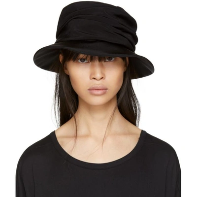 Y's Black Drape Cloche Hat