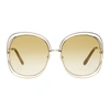 Chloé Carlina 60mm Oversized Round Sunglasses In Gold Havana