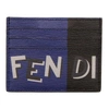 Fendi Blue And Black  Vocabulary Card Holder In Grey