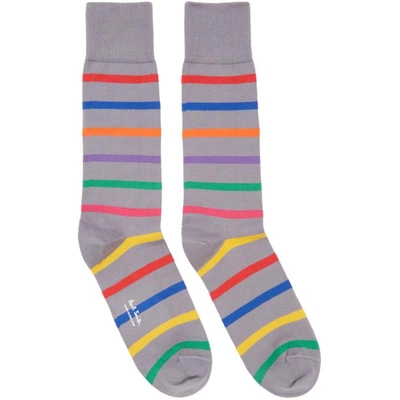 Paul Smith Grey Bright Stripe Socks In 76 Multi