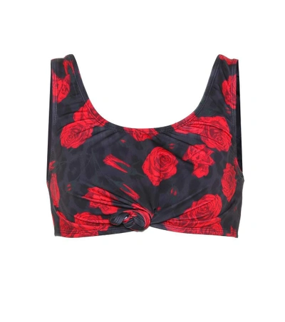 Beth Richards Knot Printed Bikini Top In Red