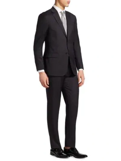 Giorgio Armani Men's Notch Lapel Wool Suit In Black