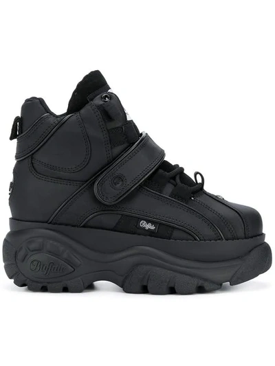 Buffalo 1348 Black Leather High Sneaker