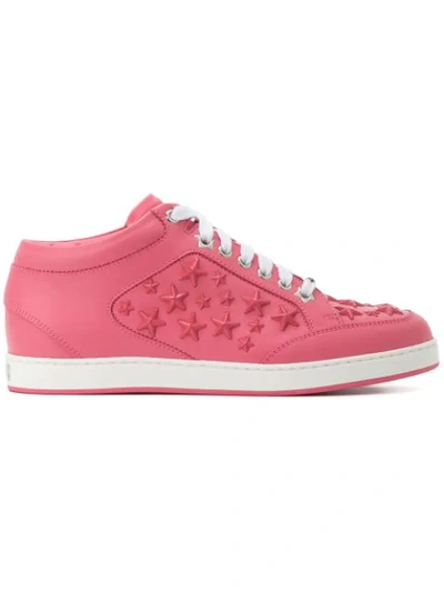 Jimmy Choo Miami Flamingo Leather Sneakers With Enamel Stars In Pink