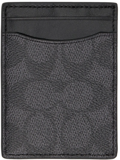 Coach Gray Money Clip Card Holder In Charcoal