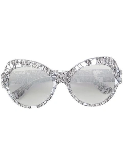 Dolce & Gabbana Round Oversized Sunglasses Lace Edition In Metallic