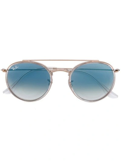 Ray Ban Round Frame Sunglasses In Metallic