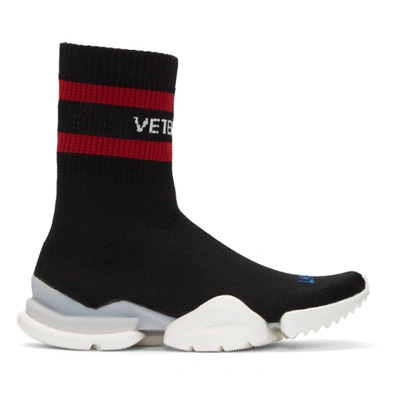 Vetements + Reebok Logo-jacquard Stretch-knit Sock Sneakers In Black