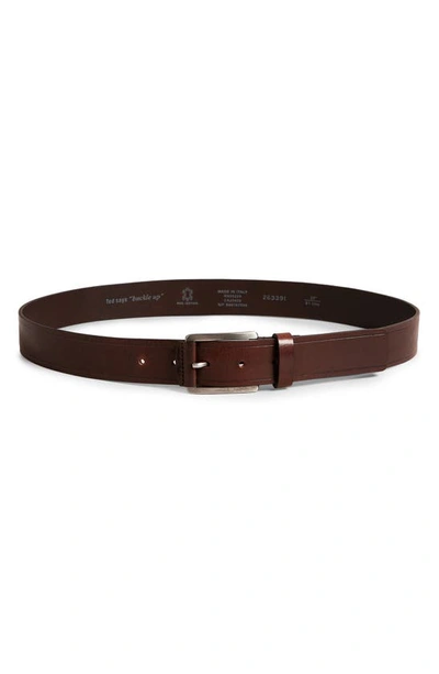 Ted Baker Linded Embossed-detail Leather Belt In Brown