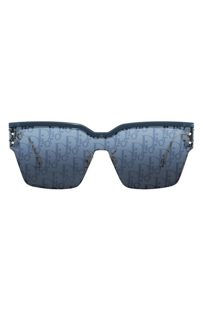 Dior Club Rectangular Shield Sunglasses In Shiny Blue
