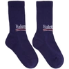 Balenciaga Logo-intarsia Cotton-blend Socks In Blue