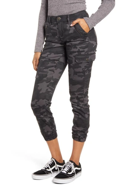 Prosperity Denim Camo Zip Pocket Denim Joggers In Grey