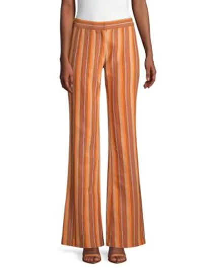 Derek Lam Blanket Striped Flare Trousers In Orange Multi
