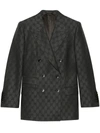 Gucci Monogram-pattern Double-breasted Blazer In Grey