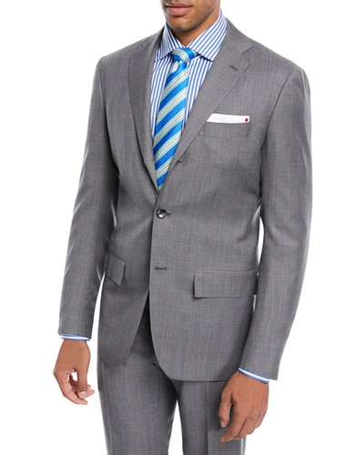 Kiton Super 160s Wool Sharkskin Two-piece Suit In Gray