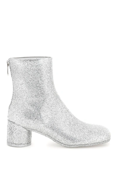 Mm6 Maison Margiela Glittered Ankle Boots In Silver