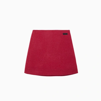 Ganni Twill Suiting Mini Skirt In Red