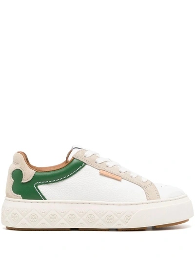 Tory Burch Ladybug Low-top Sneakers In White/cream/green Ray
