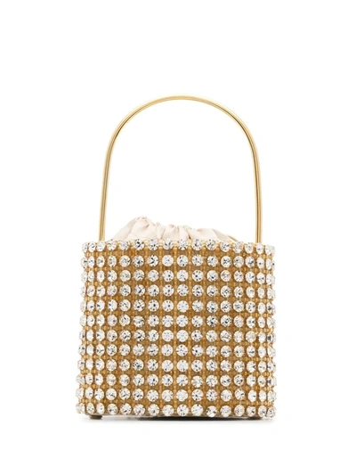 Vanina Gold Les Nuances Crystal Embellished Bucket Bag In White