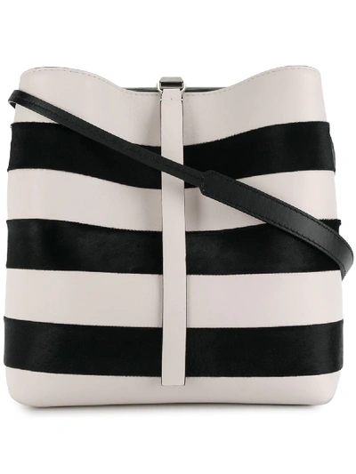 Proenza Schouler Frame Patchwork Pieced Leather And Genuine Calf Hair Shoulder Bag - White In Black