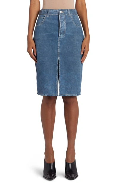 Bottega Veneta High-rise Split-hem Denim Skirt In Blue