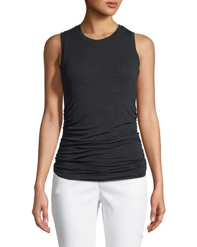 Halston Heritage Ruched-side Pullover Tank Top In Black