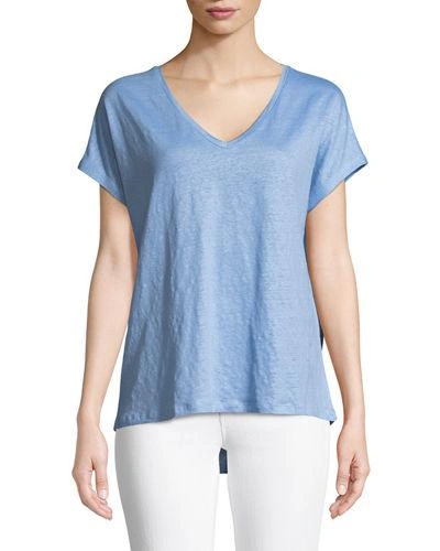 Majestic Linen Short-sleeve T-shirt In Angel Blue