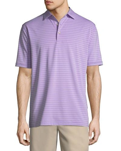 Peter Millar Halifax Striped Stretch Jersey Polo Shirt In Light Purple