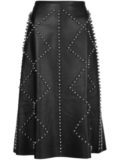 Derek Lam Studded A-line Midi Leather Skirt