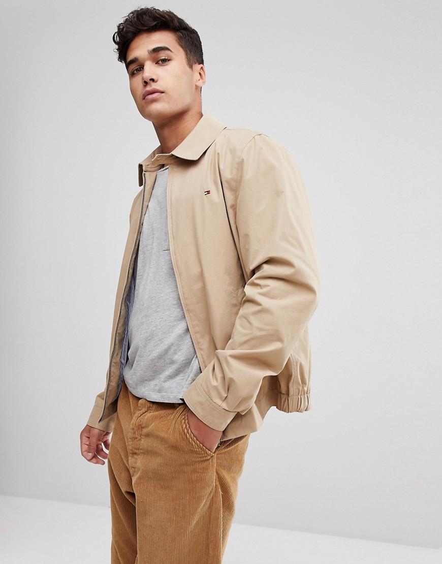 Tommy Hilfiger New Ivy Flag Logo Harrington Jacket In Beige - Beige ...