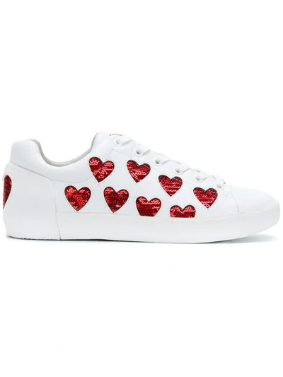 Ash Nikita Sequin Heart Sneakers White red ModeSens