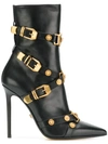 Versace Tribute Medallion Buckle Bootie In Black/gold