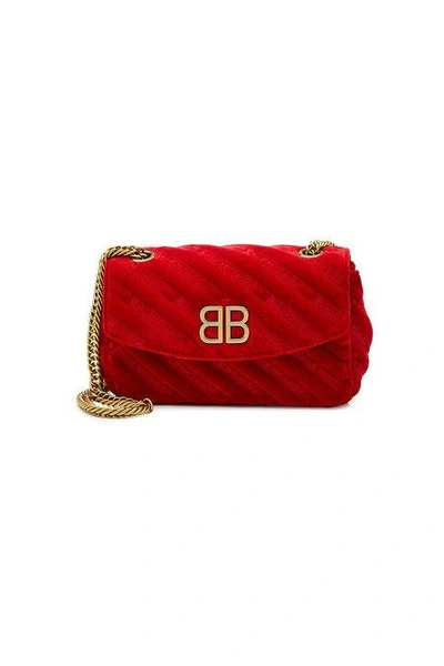Balenciaga Bb Logo Leather Crossbody Bag In Rouge