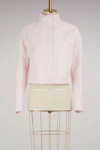 Courrèges Short Vinyl Jacket In Light Pink