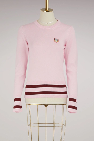 Kenzo Tiger Embroidered Pink Cotton Jumper
