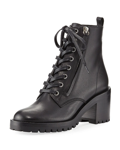 Gianvito Rossi Croft Leather Lace-up Chunky Bootie