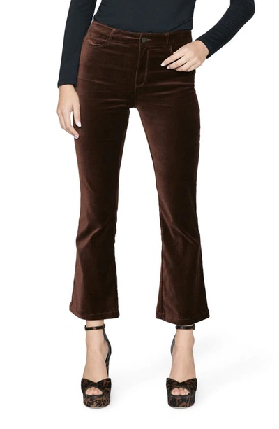 Paige Claudine Velvet High Rise Kick Flare Jeans In Black Cherry In Brown
