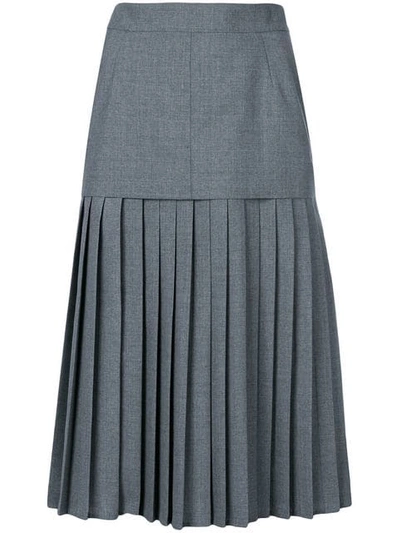 Thom Browne Pleated Wool Skirt In Grey
