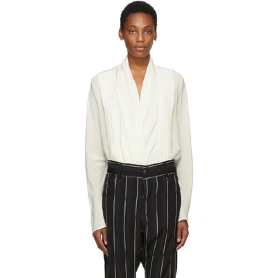 Haider Ackermann Front Drape Silk Blouse In Ivory