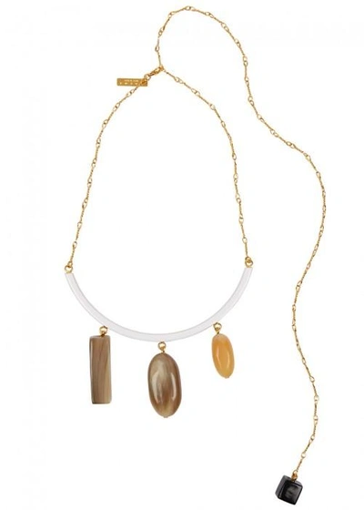 Marni Collier Horn-embellished Necklace In Gold