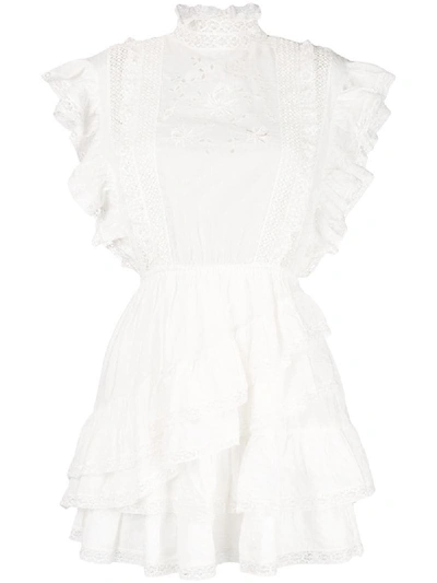 Ulla Johnson Holly Ruffled Lace-trimmed Cotton-voile Mini Dress In White